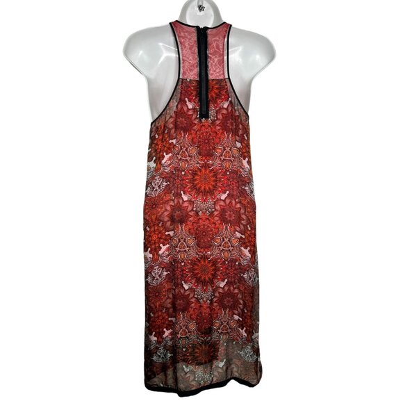 Helmut Lang Runway Mandala Dress Y2K Sheer Asymmetrical Sleeveless Red Size 2 - Picture 12 of 16